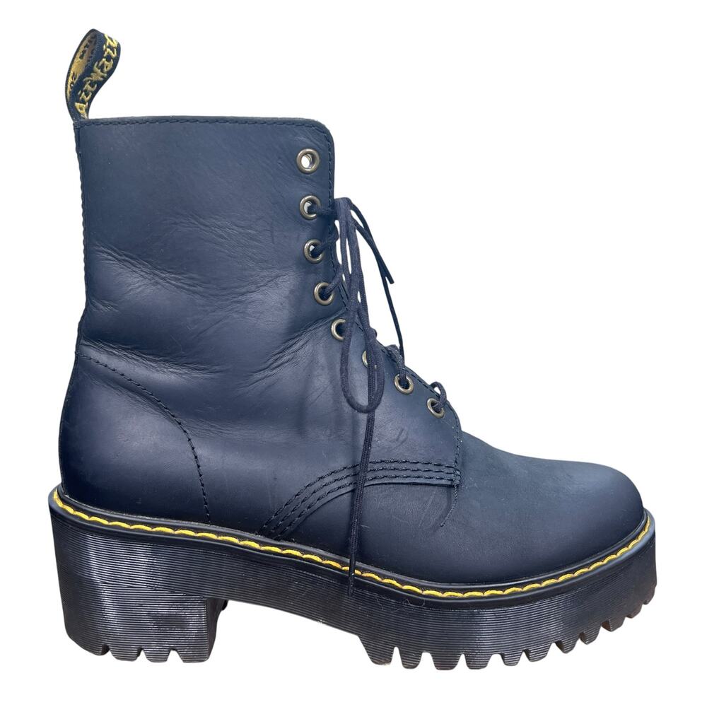 Dr. Martens Women’s Shriver Hi Black Leather Platform Combat Boots Size US 8